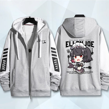 Anime Zenless Zone Zero Zip Up Women/Men Hoodie Sweatshirt ZZZ ZZZERO Ellen Joe Cosplay Zipper Hooded Jacket Outwear