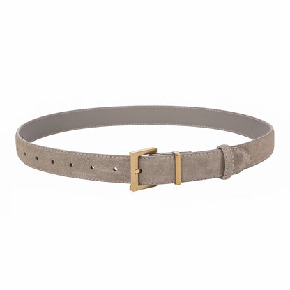 Ceinture double en cuir véritable tendance pour femme, en daim de vachette élégant avec boucle carrée en alliage chic, idéale pour les robes et les jeans