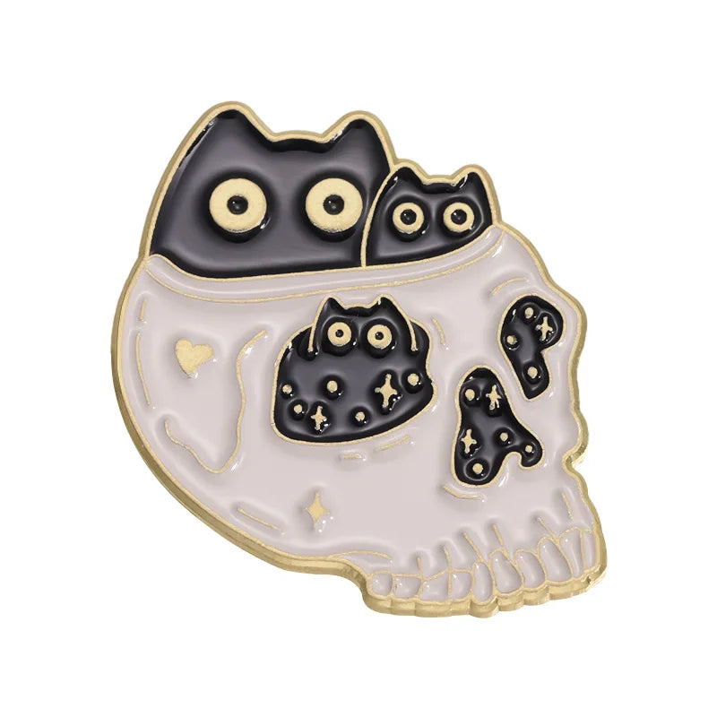 Cute Black White Cats Enamel Pins Certified Cat Lady Cartoon Kitty Claw Animal Brooch Lapel Badge Fashion Friends Jewelry Gifts