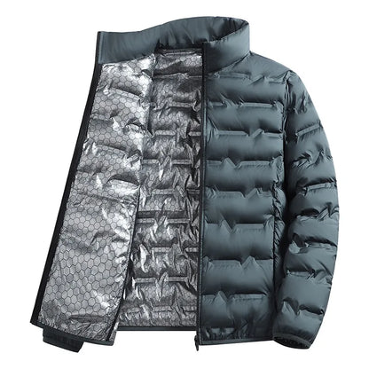 LEOSOXS-Men's outerwear made of graphene material, warm and casual, lightweight stand up collar, winter casual warm top