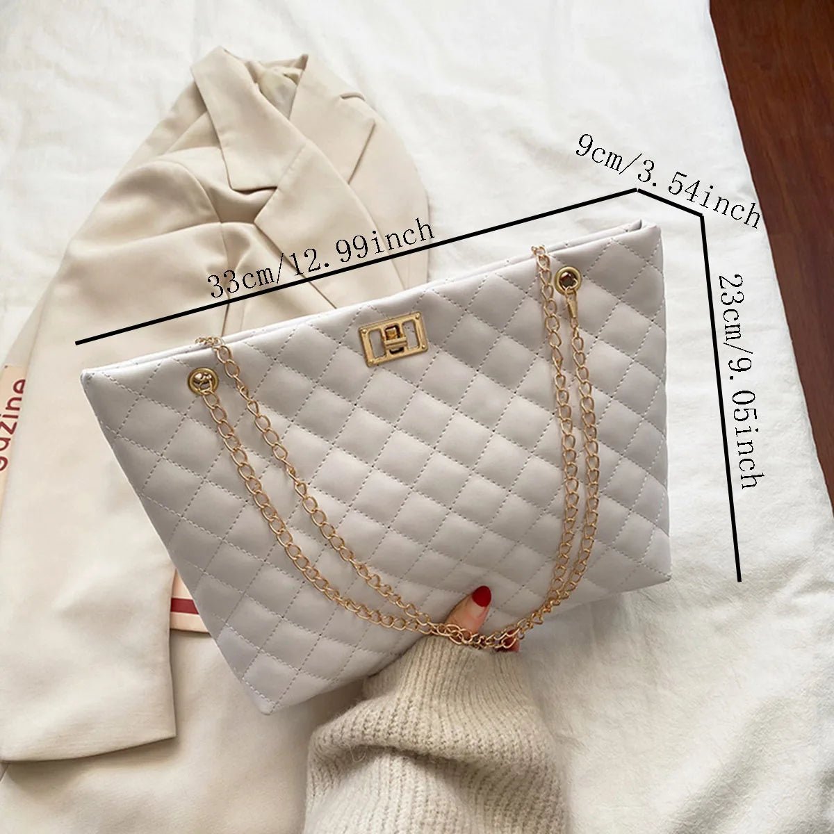 Sacs fourre-tout pour femme en cuir PU avec motif losanges, sac à main de personnalité, grande capacité, sac à bandoulière, sac de créateur