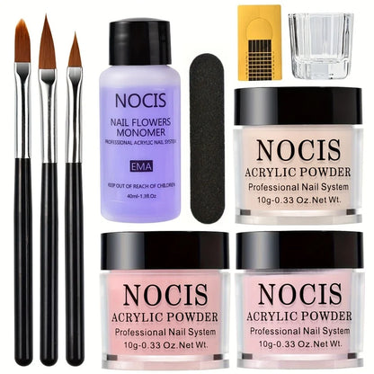 Nail Acrylic Powder and Liquid Monomer Nails Art Decoration For Manicure Set Kit Crystal Nail Glitter 3D Nail Tips Carving Tools