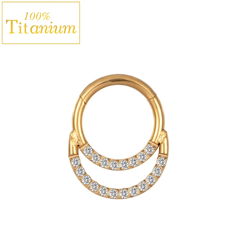 Anneaux de nez en titane G23, clicker de septum articulé, segment pour l'oreille, le tragus, le cartilage, l'hélix, le daith, le piercing labial, bijoux, boucles d'oreilles dorées