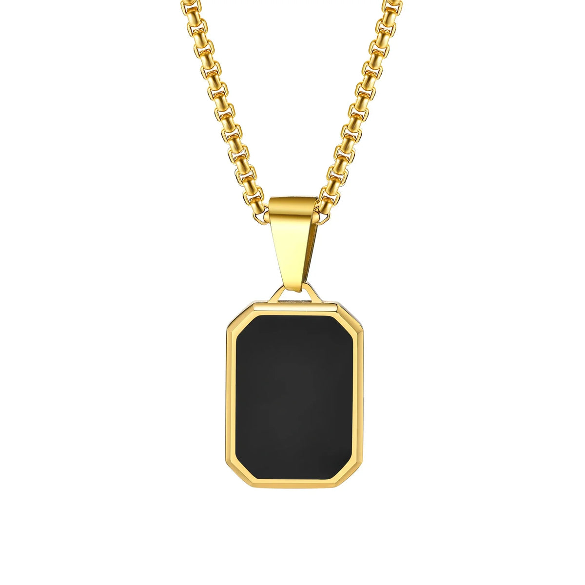 Colliers pendentifs géométriques simples pour hommes femmes en acier inoxydable bijoux rectangles Cadenas Para Hombre Collares Para Mujer