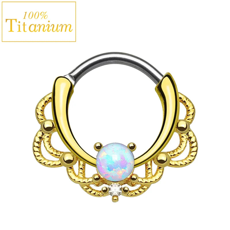 Anneaux de nez en titane G23, clicker de septum articulé, segment pour oreille, tragus, cartilage, hélix, daith, lèvre, bijoux de piercing, boucles d'oreilles dorées