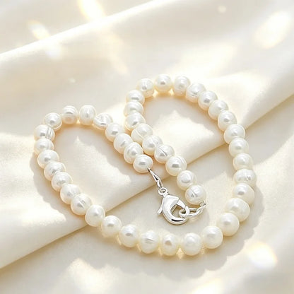 High Quality Fashion Long Pearl Necklace Natural Freshwater Pearl 925 Silver Jewelry For Women Statement Necklace N097