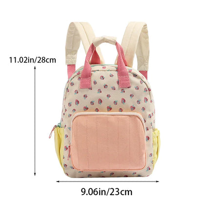 Sac à Dos Étudiant Imprimé Fraise Dopamine Grande Capacité Sac d'École Mignon pour Filles Cartable Doux pour Enfants de Maternelle