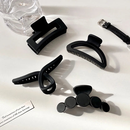 Femmes Élégant Noir Géométrique Plastique Pince à Cheveux Dame Douce Long Cheveux Titulaire Dents Pinces à Cheveux Épingles à Cheveux Accessoires de Mode