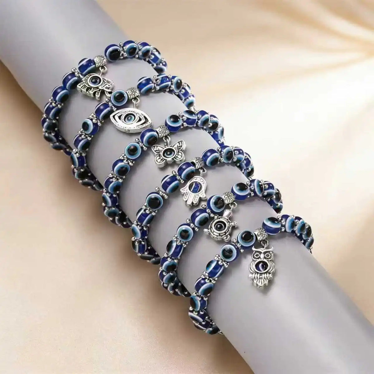 Turkish Evil Eye Bracelet for Men Women Blue Beaded Handmade Charm Jewelry with Butterfly Pendant Charm Bracelet Jewelry