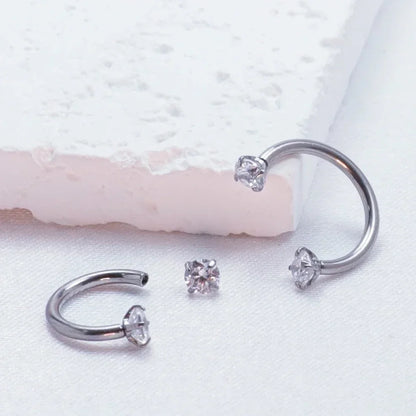 F136 Titane Piercing Pointe Conique Perle Ronde Zircon Hélice Anneaux de Nez Septum Cartilage Labret Boucle d'Oreille Bijoux de Corps Vente en Gros