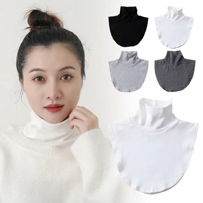 Women's Spring Fall Turtleneck Fake Collar Black White Extensions Mock Neck Half Top Blouse Neck Warmer False Collar