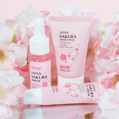 Women 3pcs Kit Sakura Skin Care Sets Face Cream Face Essence Eye Serum Face Skin Care Set Product Gift box