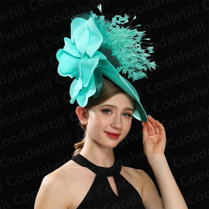 Big Flower Wedding Fascinator Hat Women Formal Party Tea Headpiece Ladies Cocktail Church Chapeau Cap Headband Woman Millinery