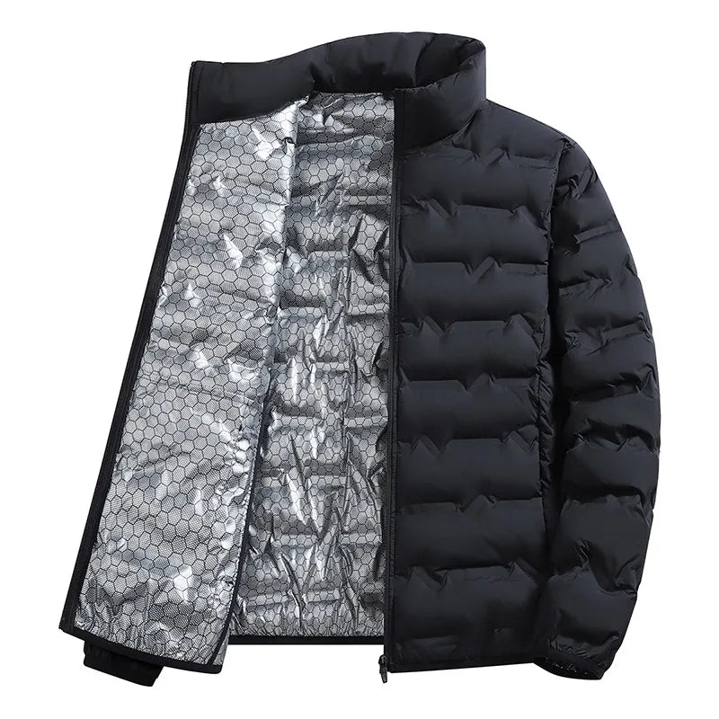LEOSOXS-Men's outerwear made of graphene material, warm and casual, lightweight stand up collar, winter casual warm top