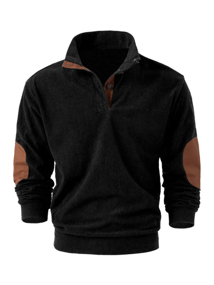 Spring and autumn solid color sports long-sleeved tops for men, fashionable and casual stand-up collar outdoor men's pullover