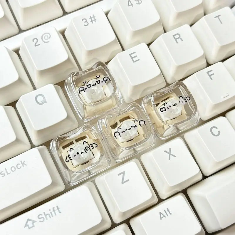 Cute MAO Profile WASD Keycpas Cat-shaped Animate Cartoon Expression Emoji Kaomoji Key Caps for MX Switch DIY Mechanical Keyboard