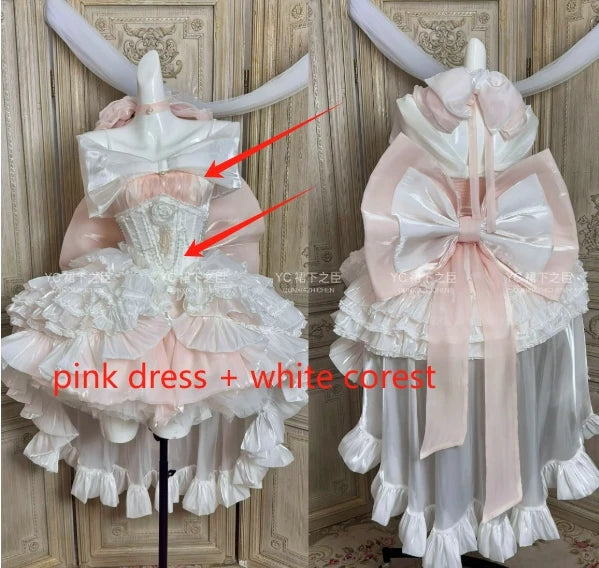 Robe bustier rose fée de style français pour femmes, collection printemps-été 2025, style Lolita, grande nœud, princesse, bouffante, courte, pour soirée et cocktail