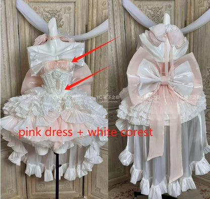 Robe bustier rose fée de style français pour femmes, collection printemps-été 2025, style Lolita, grande nœud, princesse, bouffante, courte, pour soirée et cocktail