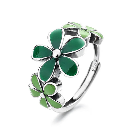 Bagues en argent sterling 925 pour femmes, couple, minimalistes, faites à la main, simples, avec feuille verte, bijoux fins, cadeau anti-allergie
