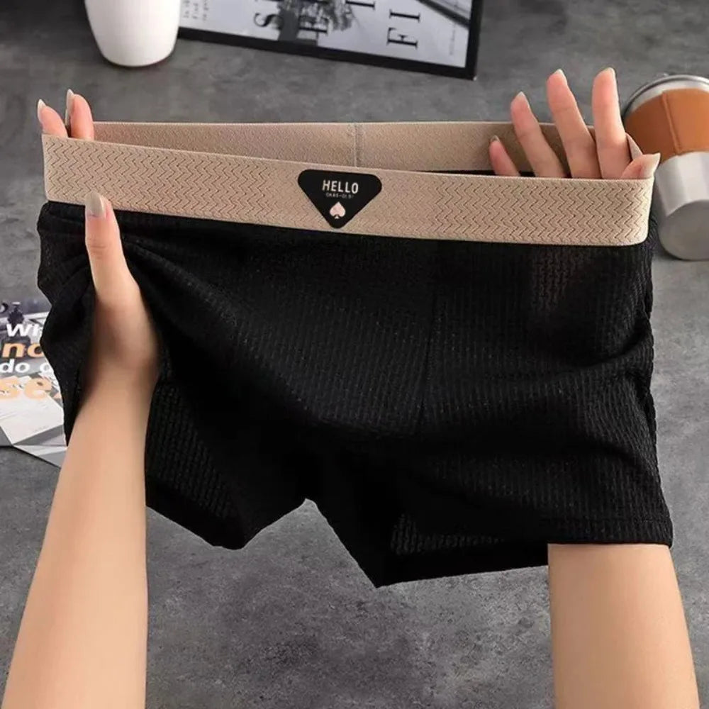 2026 1pc Short Homme Sous-vêtements en Soie Glacée Grande Taille Caleçon Respirant Sexy Culotte Mince Climatisation Lingerie Vente en Gros