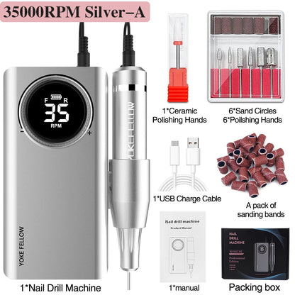 40000RPM Electric Sander Nail Drill Machince with Powerful Brushless Motor Rechargeable Electric Nail Polisher for Acrylic Nails
