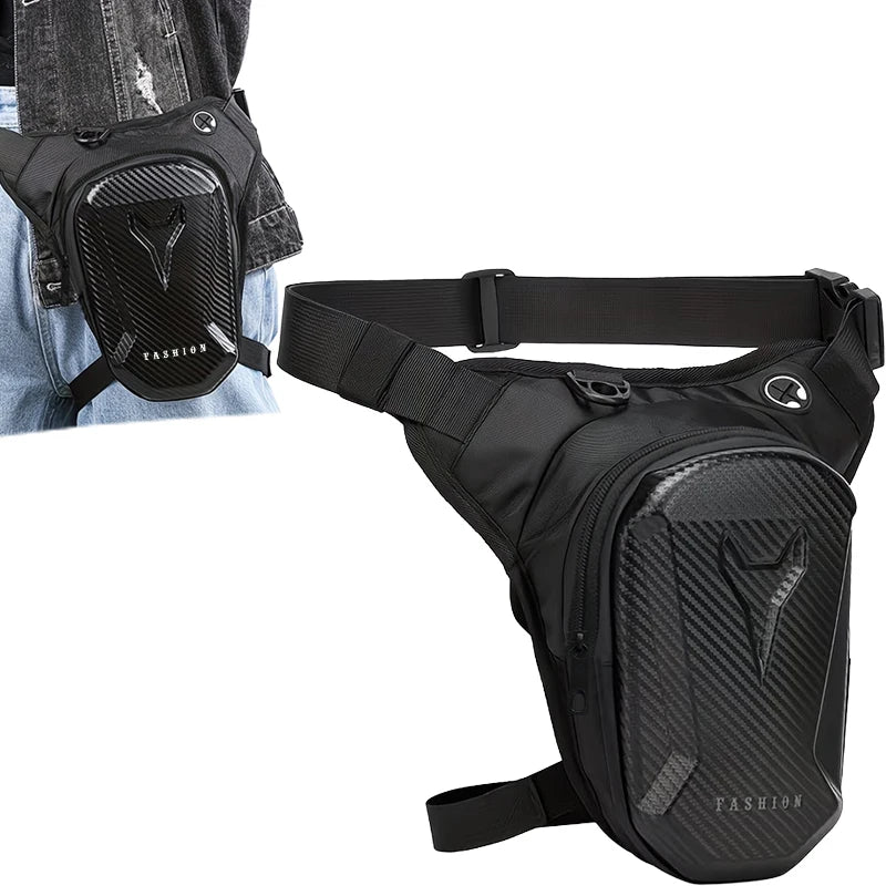 Motorcycle Leg Bag Waterproof Hard Shell Waist Pack, Outdoor Sports Thigh Bag for Men, Adjustable Strap for Riding & Hiking