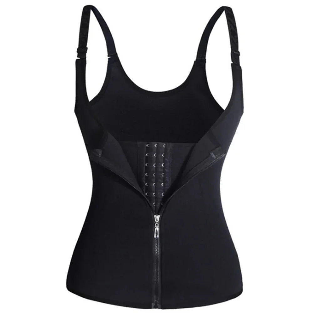 Waist Trainer Tank Top For Women Zipper Body Shaper Tummy Control Sleeveless Top Women's Activewear Body Shaping Underwear