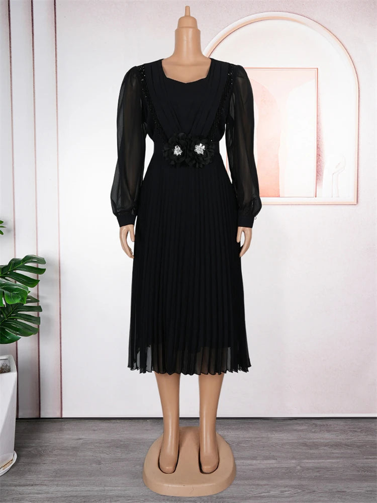 Party Evening Dresses Elegant Women Long Sleeve Chiffon Dress Wedding Prom Birthday Gowns African Dashiki Maxi Robe Lady Clothes