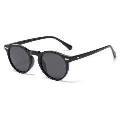 Round Tinted Myopia Glasses Men Black Lens Finished Prescription Nearsighted Glasses Retro Outdoor Shade Driving Sunglasses