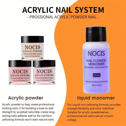 Nail Acrylic Powder and Liquid Monomer Nails Art Decoration For Manicure Set Kit Crystal Nail Glitter 3D Nail Tips Carving Tools