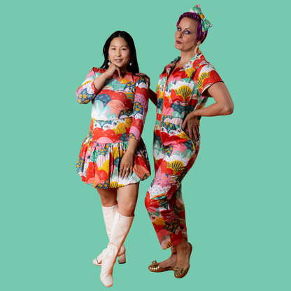 Jumpsuit in Mint & Strawberry Meadow Print