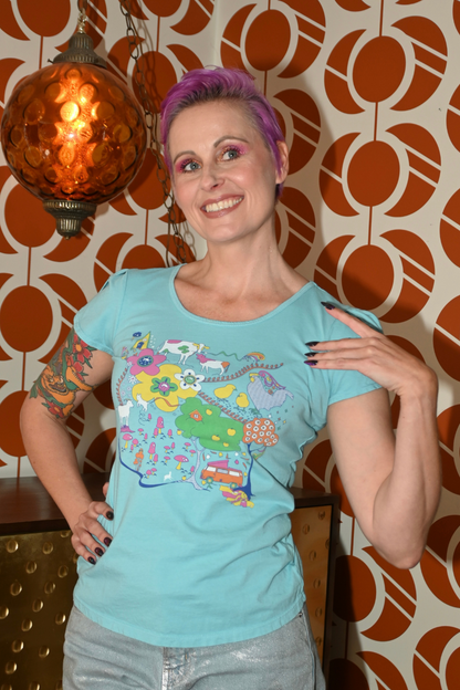 T-shirt Paysage et Animaux Fantaisistes Ciel Bleu
