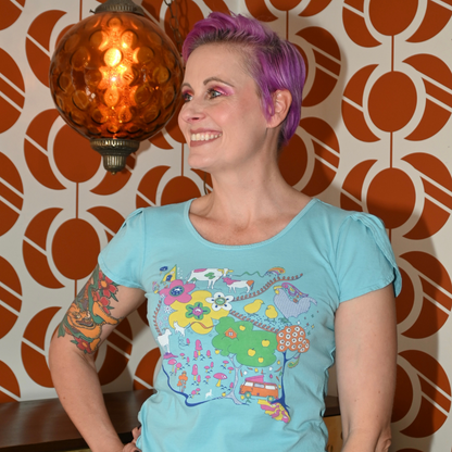 T-shirt Paysage et Animaux Fantaisistes Ciel Bleu