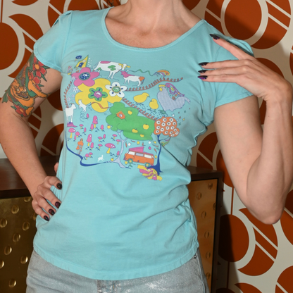 T-shirt Paysage et Animaux Fantaisistes Ciel Bleu
