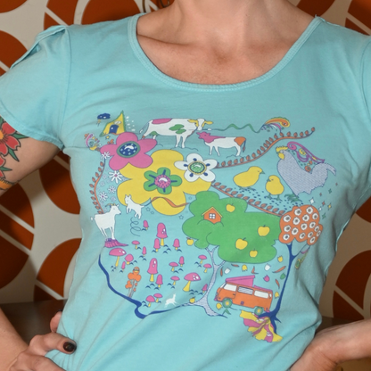 T-shirt Paysage et Animaux Fantaisistes Ciel Bleu