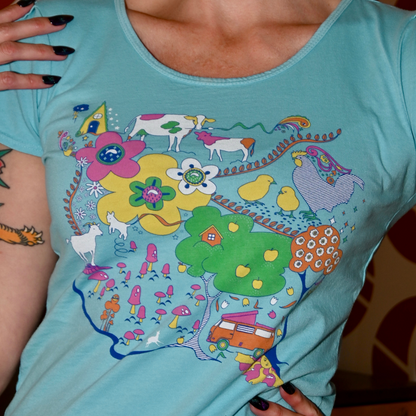 T-shirt Paysage et Animaux Fantaisistes Ciel Bleu
