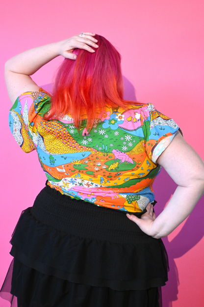 T-shirt à manches tulipes "Paysage" motif "Rainbow Farm"