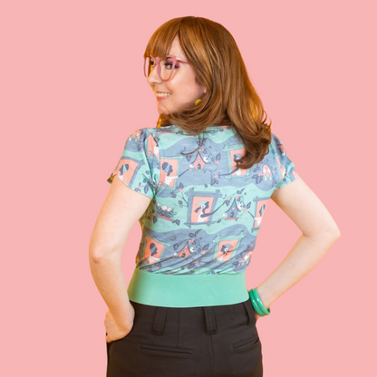 T-shirt à manches tulipes Brownstone Betties en aqua et pêche
