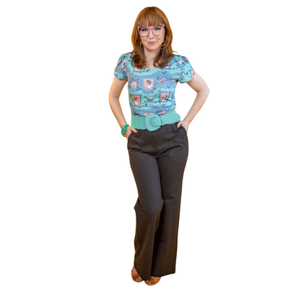 T-shirt à manches tulipes Brownstone Betties en aqua et pêche
