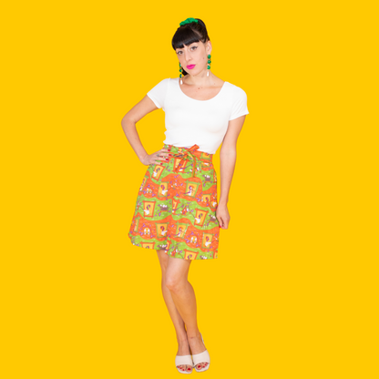 Jupe trapèze « Brownstone Betties » citrouille et olive