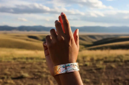 Copper Sculpted Angel Wing Frame Cuff Bracelet