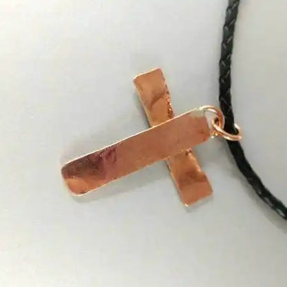Collier Homme Croix en Argent 925 Cuivre Martelé
