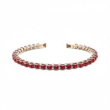Wire Wrapped Red Crystal Tennis Bracelet Bangle